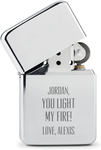 Miniatura 25 de WEDDINGSTAR Encendedor personalizado grabado de metal negro plomizo a prueba de viento, grabado con monograma personalizable, recargable