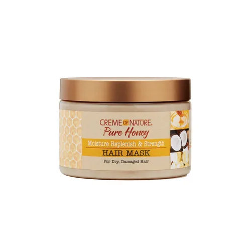Creme of Nature Mascarilla para el cabello, miel pura, aceite de coco y fórmula de manteca de karité, reposición de humedad y fuerza, 11.5 onzas