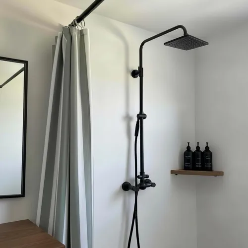 Miniatura 7 de Hermosa cortina de ducha bohemia a rayas para tu baño, elegante cortina verde salvia de 72 x 72 pulgadas que se adapta perfectamente a cualquier