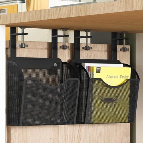 Miniatura 2 de Cajón debajo del escritorio, almacenamiento lateral de escritorio, organizador de escritorios colgantes, organizador de escritorios de metal