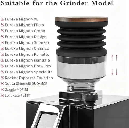 Miniatura 6 de Tolva de dosis única compatible con Eureka Mignon Espresso Coffee Grinder de silicona para soplar granos de café residuales (tolva elevada)
