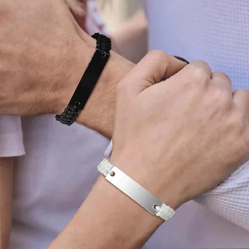 Miniatura 3 de VNOX Pulsera Personalizada Personalizable Nombre Fecha Cita Amistad Amor Pareja Pulsera Hecha a Mano Cuerda Trenzada Pulsera Regalo Aniversario