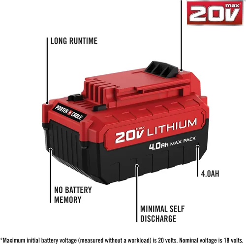 Miniatura 2 de PORTER-CABLE Batería de litio de 20 V MAX*, 4.0-Ah, paquete de 2 (PCC685LP)