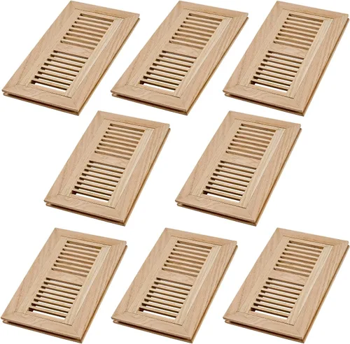 Miniatura 6 de Registro de piso de madera de roble blanco, montaje empotrado con marco, 4 x 10 pulgadas, sin terminar Blanco (White Oak)