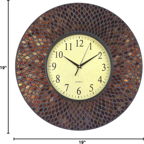 Miniatura 7 de Lulu Decor, reloj de pared de mosaico ámbar báltico, redondo, decorativo, estilo árabe, diámetro 19 pulgadas, tamaño de dial 9 pulgadas, perfecto