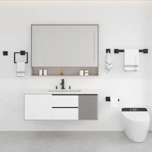 Miniatura 7 de Juego de accesorios de hardware para baño: juego de barra de toallas de baño de 5 piezas, toalleros para baño montados en la pared, SUS304 de acero