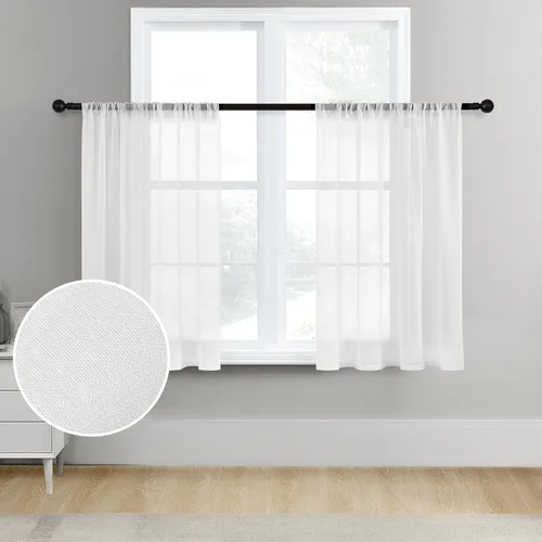 Miniatura 43 de MRTREES Cortinas transparentes de Aqua Blue, para cocina, de 36 pulgadas de longitud, cortinas transparentes de gasa con filtro de luz, cortinas