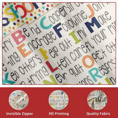 Miniatura 2 de Juego de 2 fundas de almohada de lino para aula, fundas de almohada decorativas de educación ABC, fundas de almohada decorativas para decoración