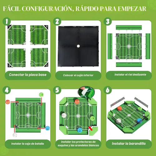 Miniatura 7 de Juego de mesa de futbolín con control remoto, mini juegos de mesa de fútbol con 3 bolas y 4 mandos remotos, juguete de mesa de fútbol para niños