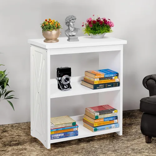 Miniatura 16 de Estantería negra de madera natural, estantería de 3 niveles, estantes pequeños para libros, estantes de exhibición y almacenamiento independientes.