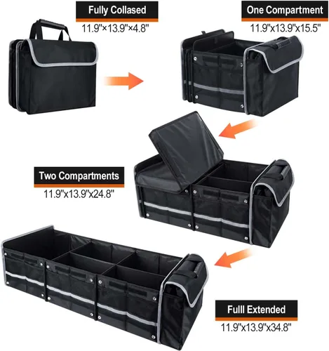 Miniatura 2 de AOPHY Organizador de carga, organizador de maletero para automóvil con múltiples compartimentos, organizador de maletero de automóvil para SUV, gris