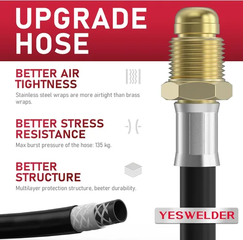 Miniatura 4 de YESWELDER Regulador de Gas Medidor Caudalímetro para Soldadura MIG y TIG de Argón/CO2 con Manguera de Gas de 8 pies