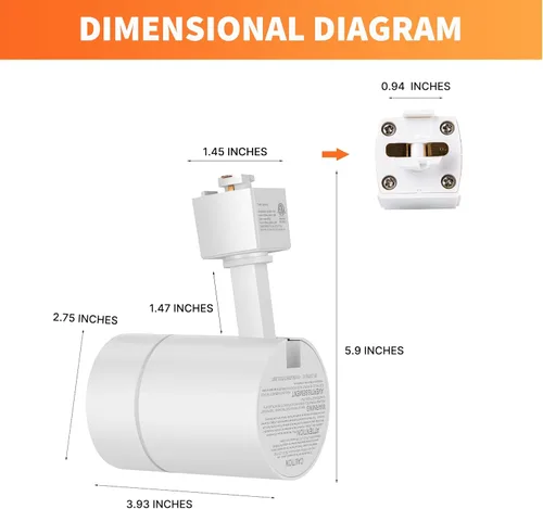 Miniatura 6 de ALAMPEVER Cabezales de iluminación LED para pista tipo J, accesorios de iluminación de pista regulables para arte de pared, luz de pista de 12 W