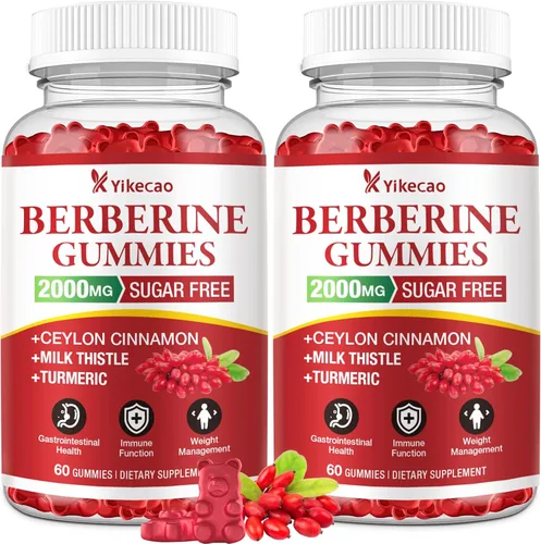 Miniatura 8 de Gomitas de berberina de 2000 mg con canela de Ceilán, suplemento orgánico de berberina HCL para mujeres y hombres, sin azúcar, veganas, sin OMG, sin