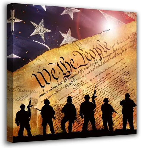 Miniatura 12 de Decoración de pared de bandera, arte de pared de bandera estadounidense, impresión en lienzo Lwo Jima de los marines de los Estados Unidos, arte