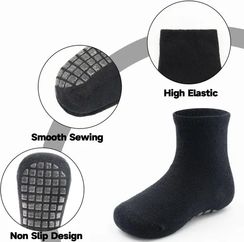 Miniatura 2 de Calcetines de agarre para niños pequeños, 15 pares, calcetines antideslizantes para bebés con pinzas para niños y niñas, calcetines antideslizantes