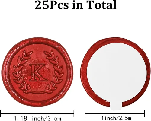 Miniatura 2 de 25 calcomanías adhesivas de cera con letra K rojas, hechas a mano, sin necesidad de sellar, rasgar y usar calcomanías de cera para invitaciones