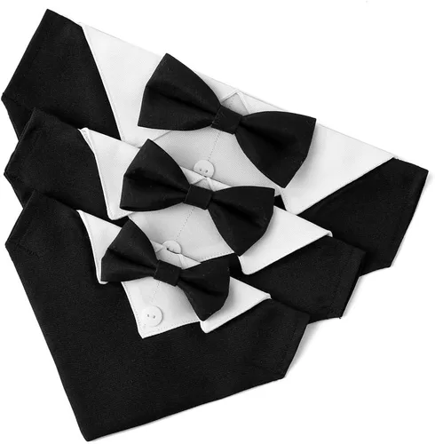 Miniatura 2 de Collar de perro de esmoquin para boda, compromiso y cumpleaños, collar bandana formal para perro disfraz con corbata de moño y hebilla ajustable