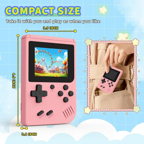 Miniatura 4 de Consola de juegos de mano retro incorporada 400 videojuegos, emulador portátil de mano con pantalla de 3.0 pulgadas, mini consle de juegos retro