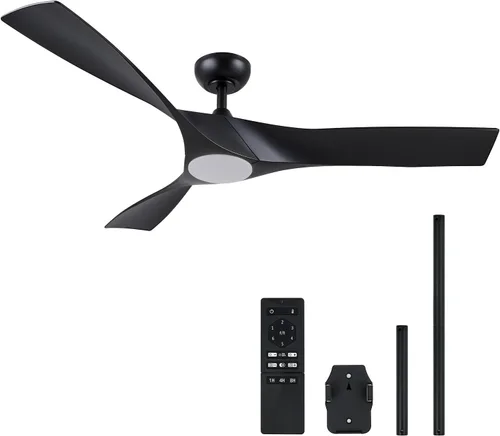 VONLUCE Ventiladores de techo con luces y control remoto, ventilador de techo moderno de perfil bajo de 52 pulgadas con 3 aspas, motor CC reversible