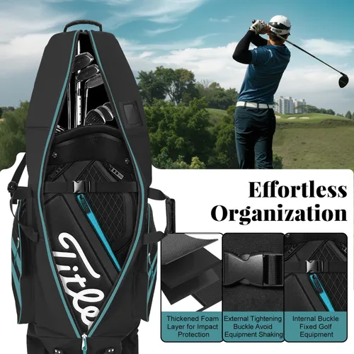 Miniatura 5 de Bolsa de viaje de golf con ruedas, al aire libre resistente 900D poliéster impermeable bolsas de golf de viaje, bolsas de viaje de golf