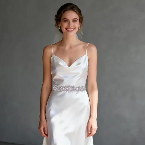 Miniatura 55 de azaleas Cinturón de boda fino de cristal para mujer, cinturón de novia para boda, dama de honor, accesorios de vestido de niña de las flores, 16