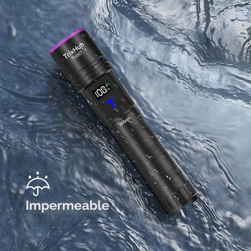 Miniatura 7 de TrixHub Linterna de luz negra de 365 nm, linterna UV recargable con pantalla LCD, potentes luces ultravioleta para detección de orina de mascotas