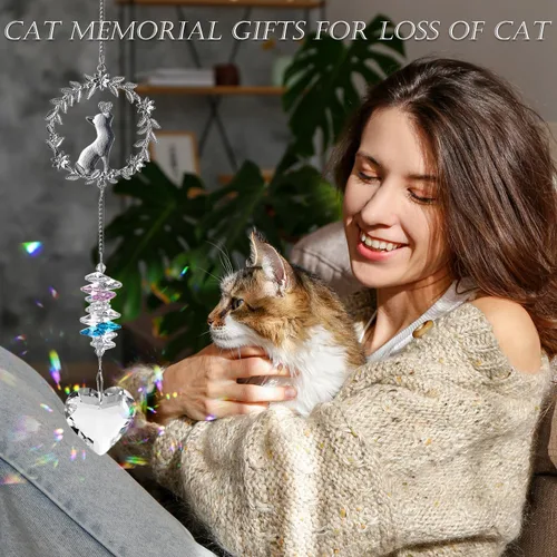 Miniatura 2 de Regalos conmemorativos para gatos por pérdida de gato, atrapasoles de cristal K9 para ventanas, regalo personalizado de condolencias para mascotas