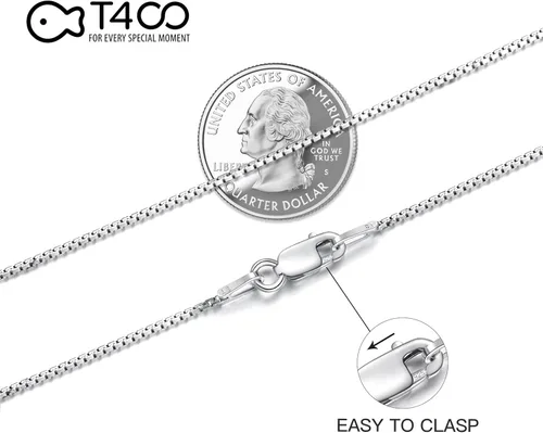 Miniatura 8 de T400 Collar de cadena de plata de ley 925 de 0.059 pulgadas chapado en oro de 0.059 pulgadas (0.039 in), cadenas de caja italiana para mujeres