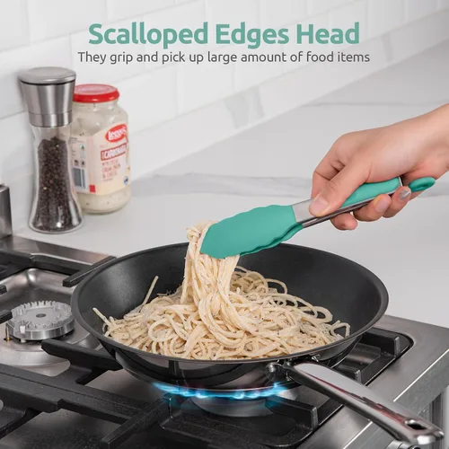 Miniatura 4 de Pinza de cocina resistente al calor de 600ºF: pinza de cocina de silicona U-Taste de 7 pulgadas con puntas de goma antiadherentes selladas firmes