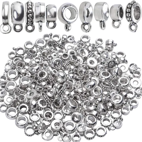 Cuentas de plata tibetana de 3.53 oz (alrededor de 100-150 piezas) para joyería, para collares, pulseras, joyería, 5 estilos