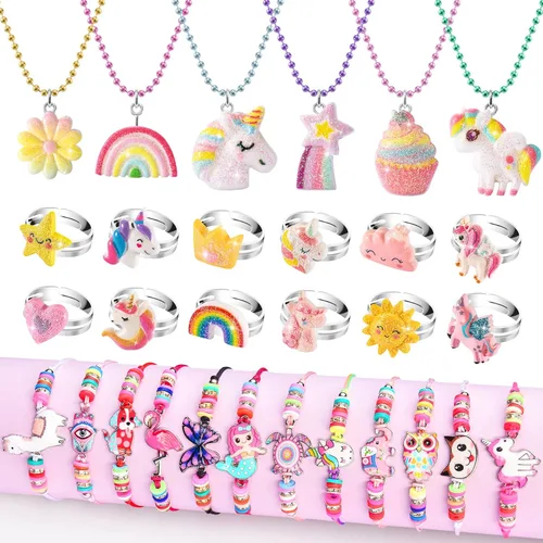 Joyería para niñas de BeAndge, juguetes para niñas de 4-6, 4-5 años, conjunto de joyería para niños pequeños para disfrazarse y vestirse de 6-8
