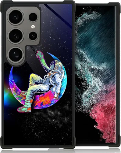 Miniatura 35 de ZHEGAILIAN Funda compatible con Samsung Galaxy S22 Ultra, funda de vidrio orgánico para niñas, mujeres y hombres, diseño de cuatro esquinas, Cabeza