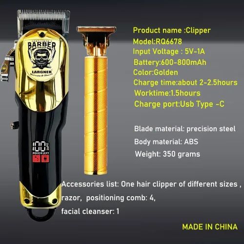 Miniatura 9 de Cortapelos para hombres profesionales, recortadora de barba inalámbrica y afeitadoras eléctricas para hombres, kit de corte de pelo de peluquero