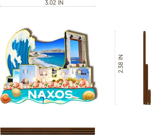 Miniatura 3 de Naxos Grecia - Imán de madera 3D para nevera, recuerdos coleccionables, decoración hecha a mano, 3