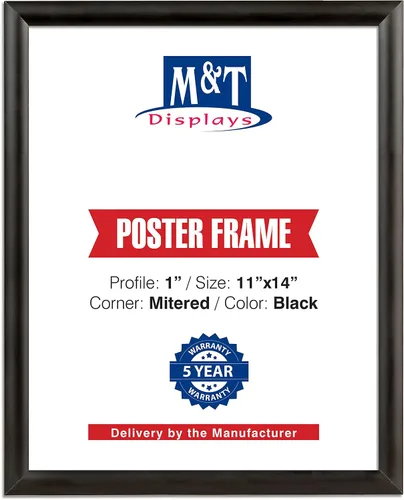 Miniatura 9 de M&T Displays Marco para póster a presión, de 8.5 x 11 pulgadas, color negro, perfil de aluminio de 1 pulgada, carga frontal, montaje en pared, foto
