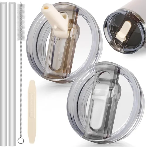 Miniatura 29 de 14 oz Tapa con popote abatible de repuesto para accesorios de vaso Stanley, 2 tapas antiderrames a prueba de derrames para vasos Stanley de 14 oz