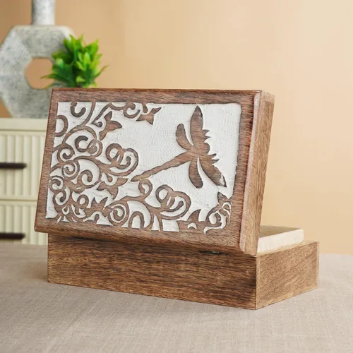 Miniatura 7 de Ajuny Caja Joyero de Madera para Recuerdos de 8 x 5 pulgadas – Cofre Decorativo Hecho a Mano para Hombres y Mujeres, Caja de Almacenamiento