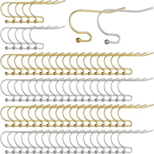 Miniatura 7 de SUNNYCLUE 1 Caja 100Pcs Ganchos de Pendiente Franceses Chapados en Oro Real de 18K, Pendientes de Anillo de Pescado, Alambres de Acero Inoxidable