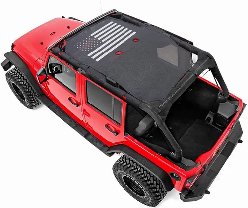Savadicar Parasol completo de malla para Jeep Wrangler JK JKU 2007-2018 de 4 puertas, proporciona protección UV, poliéster duradero, color negro