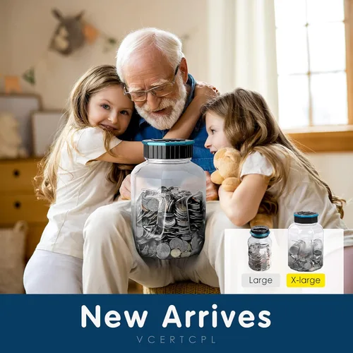 Miniatura 2 de Alcancía X-Large para adultos y niños, Vcertcpl banco digital contador de monedas con contador LCD, capacidad de 2.4L, excelente banco contador