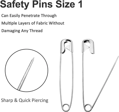 Miniatura 4 de 200 piezas de alfileres de metal plateado de 1.1 pulgadas de alta resistencia para manualidades DIY, confección de joyas, ropa para bebé, niquelado