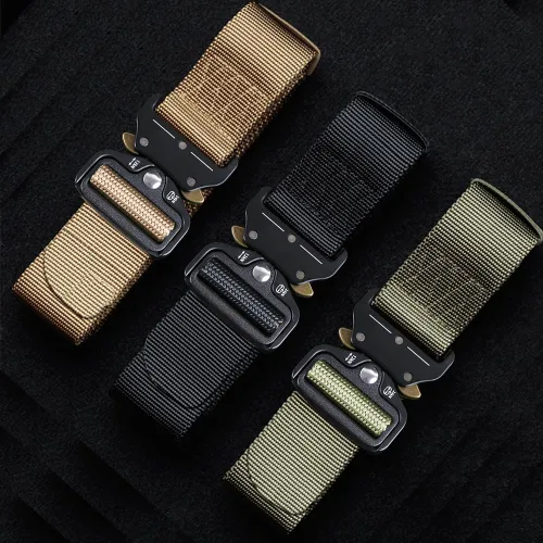 Miniatura 6 de Cinturón táctico, cinturón militar de nailon para hombres, con hebilla de liberación rápida resistente, cinturón de policía utilizado