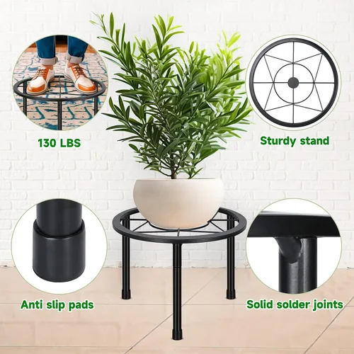 Miniatura 4 de Sbosbo Paquete de 6 soportes de metal para plantas, soporte resistente para plantas de interior y exterior, soportes de hierro antioxidante