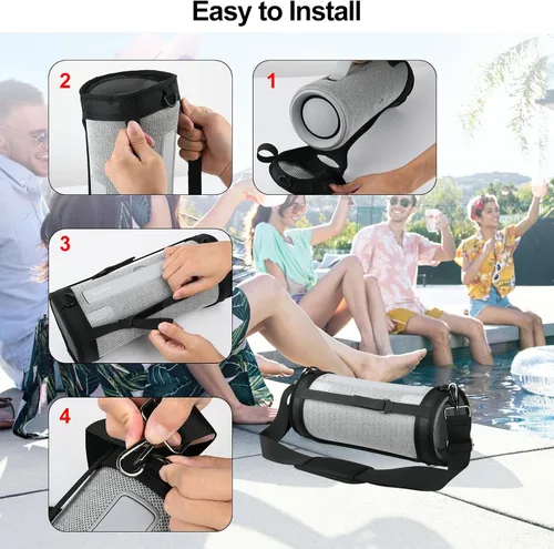 Miniatura 5 de Funda de transporte de viaje compatible con altavoz portátil Sony SRS-XG300 X-Series, dos lados de malla, funda protectora con correa para el hombro