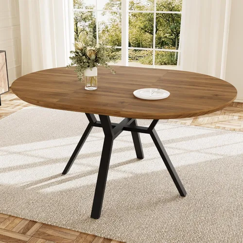 Miniatura 20 de HIPIHOM Juego de mesa de comedor redonda extensible para 6 personas, mesa de cocina extensible de 43.3 a 59.1 pulgadas con 6 sillas tapizadas, Mesa