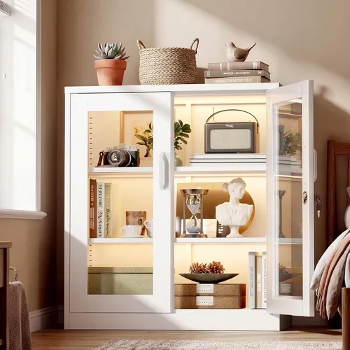 Miniatura 26 de VINGLI Armario de Pared para Garaje con Puertas con Cerradura y Estante Ajustable, Gabinete de Pared de Metal, Gabinete de Almacenamiento Superior