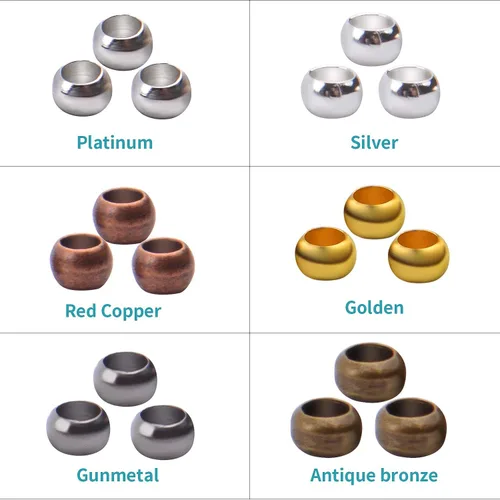 Miniatura 2 de Aylifu 2250 cuentas de tubo para hacer joyas, extremos redondos y sueltos, cuentas espaciadoras de metal para hacer joyas, 2 tamaños, 6