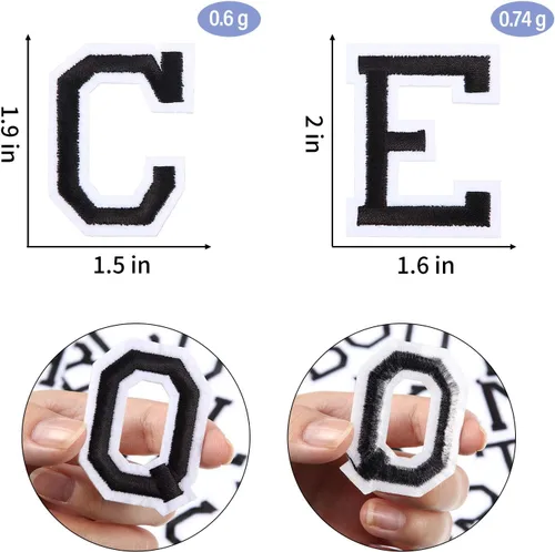 Miniatura 4 de 104 parches de tela con letras del alfabeto para planchar con adhesivo planchado bordado para decorar la letra A-Z para tablón de anuncios, Negro
