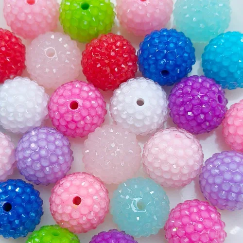 Miniatura 26 de Cuentas de diamantes de imitación de colores redondas espaciadoras para joyería, pulsera, collar, bolígrafo, bolsa, cadena, suministros de 0.630 in